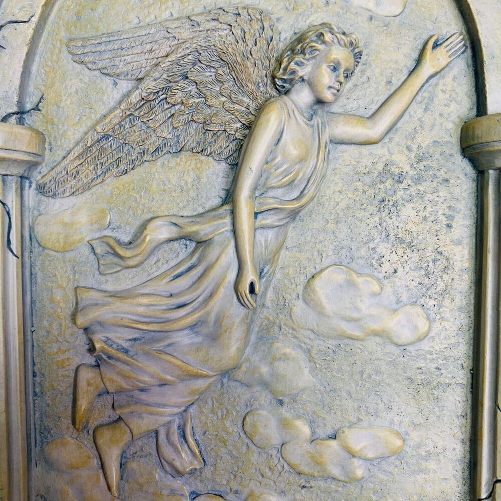 Art Nouveau Wall Plaque Angel Candle Holder Resin Plaster Serenity Decoration - Picture 6 of 14